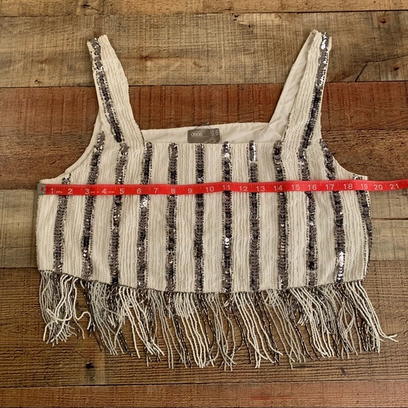 ASOS sequin stripe tank top crop top with bead fringe - 12 - Picture 6 of 6